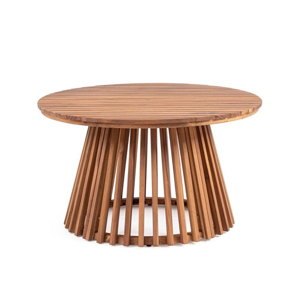 MESA DE CENTRO REDONDA APTA EXTERIOR  70X70X40 PALILLERIA MADERA NAT.  ACACIA