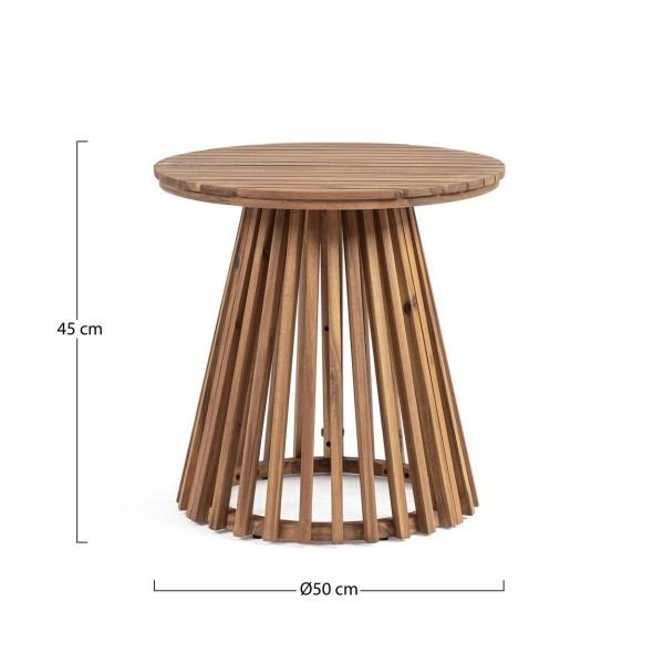 MESA AUXILIAR  REDONDA APTA EXTERIOR  50X50X45 PALILLERIA MADERA NAT.  ACACIA