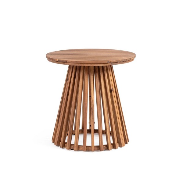MESA AUXILIAR  REDONDA APTA EXTERIOR  50X50X45 PALILLERIA MADERA NAT.  ACACIA