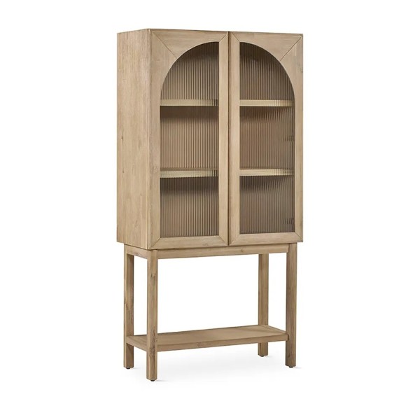 Vitrina alta madera natural 2 puertas | Tapidecor