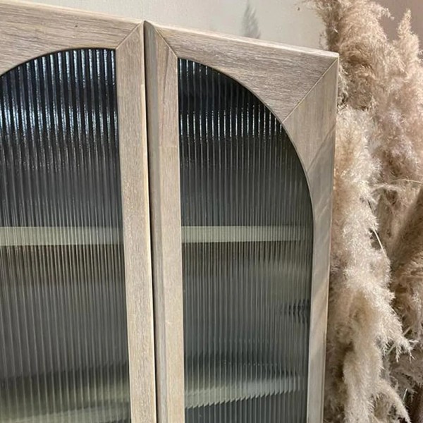 Vitrina alta madera natural 2 puertas | Tapidecor