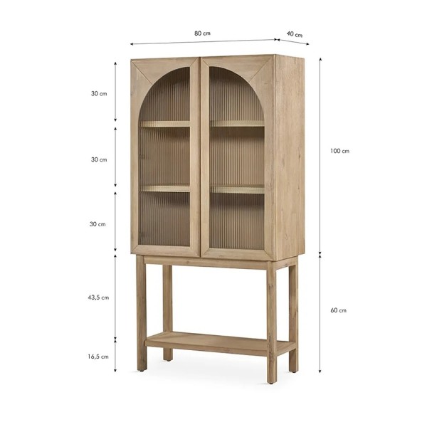 Vitrina alta madera natural 2 puertas | Tapidecor