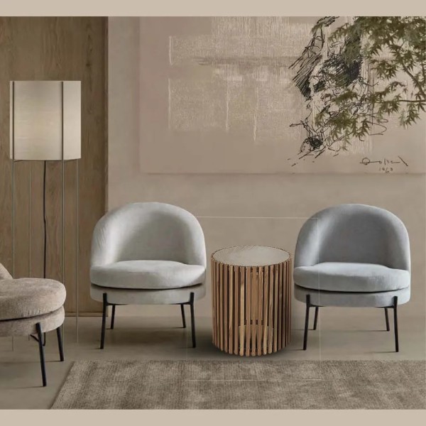 Mesa auxiliar madera maciza y mármol | Tapidecor