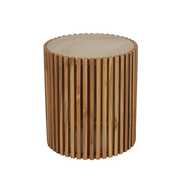 Mesa auxiliar madera maciza y mármol | Tapidecor