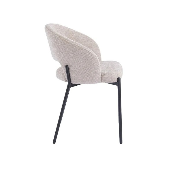 SILLA TAPIZADA BEIGE PATA METAL NEGRA 52X54X77 CM