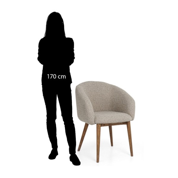 Silla de comedor gris jaspeado con patas en nogal | Tapidecor