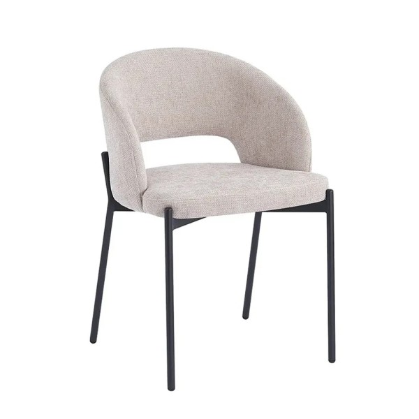 Silla tapizada beige patas negras | Tapidecor