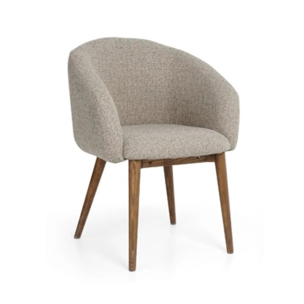 Silla de comedor gris jaspeado con patas en nogal | Tapidecor