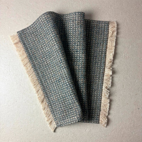 Mantel individual tela cuadrado pequeño azul beig 57X38