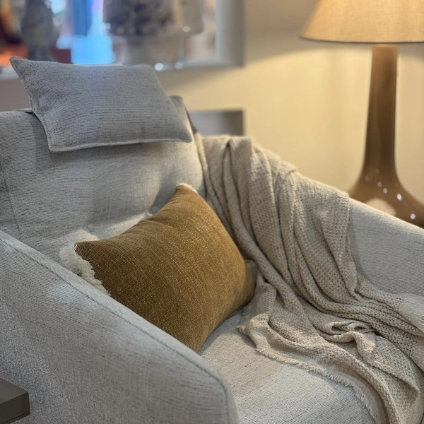 Brown cushion Flee white FLEECO white 70x50 Premium filler included