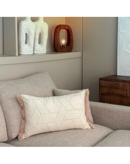 Beig Fleee Coussin de coussin à grimé longue longue 70x50 Premium Filleur inclus 2