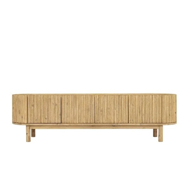 Mueble TV roble ranurado 4 puertas 200x45x55 | Tapidecor