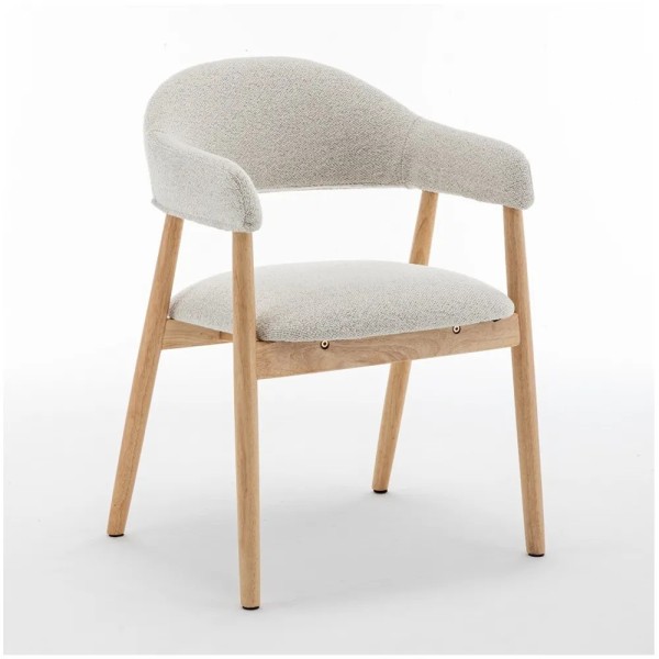 Silla beige tapizada con patas de madera | Tapidecor