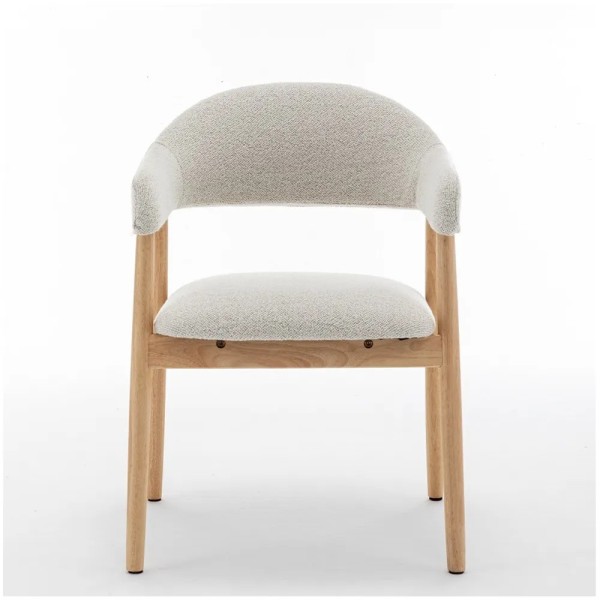 Silla beige tapizada con patas de madera | Tapidecor