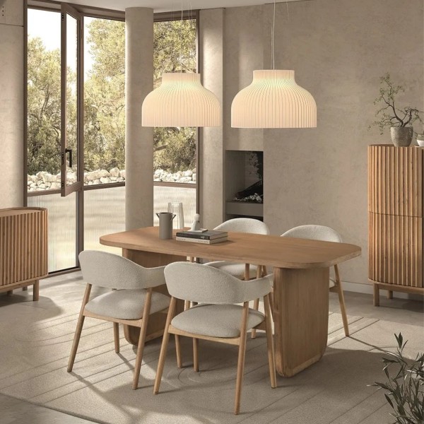 SILLA TELA BEIGE PATA MADERA 55X55,5X81