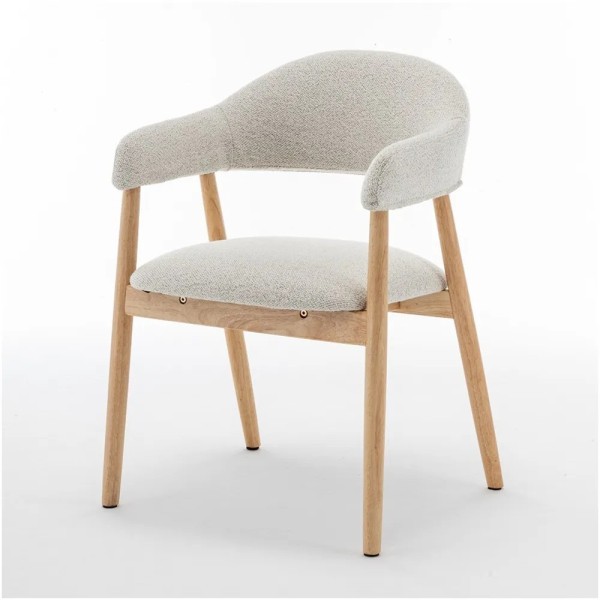 SILLA TELA BEIGE PATA MADERA 55X55,5X81