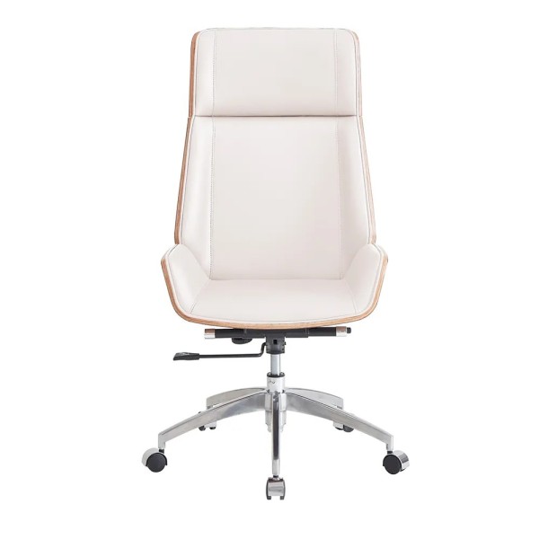 SILLA DE OFICINA GIRATORIA TAP. POLIPIEL BL./MAD. C/RUEDAS  69X64X107-113