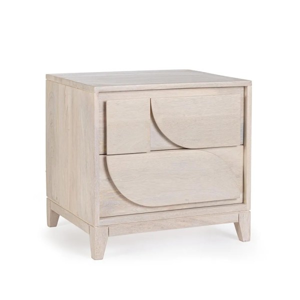 MESITA NOCHE 2 CAJONES MADERA CLARA RELIEVE 47X40X46