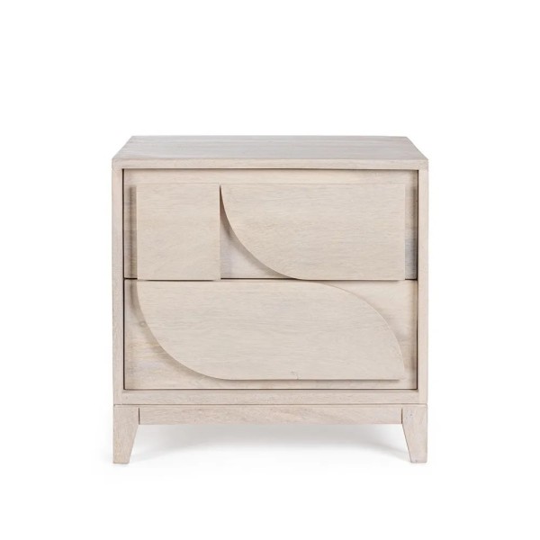 Mesita de noche de madera con relieve y 2 cajones | Tapidecor