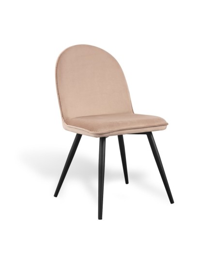 SILLA TERCIOPELO ARENA  PATA METÁLICA NEGRA 51X51X89