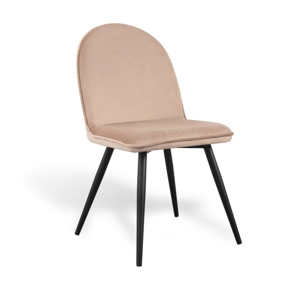 Silla terciopelo arena con patas metálicas negras | Tapidecor