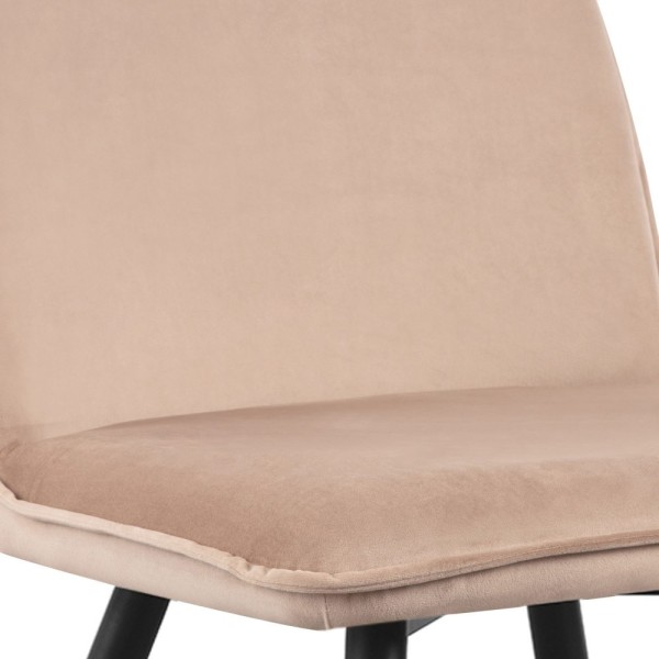 Silla terciopelo arena con patas metálicas negras | Tapidecor