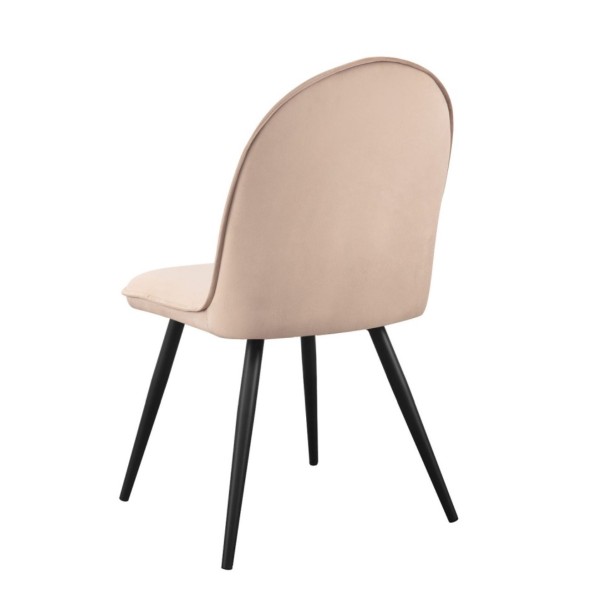 Silla terciopelo arena con patas metálicas negras | Tapidecor