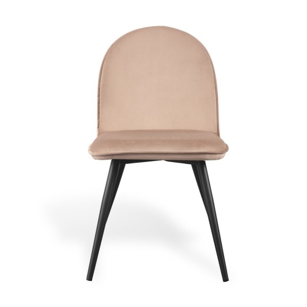 Silla terciopelo arena con patas metálicas negras | Tapidecor