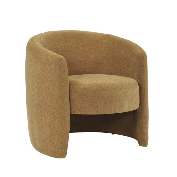 Sillón Asiento redondo tapizado Mostaza  77X75X72 CM