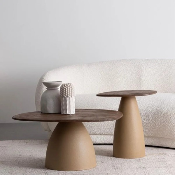 Mesa auxiliar madera de mango con pata cónica de acero | Tapidecor