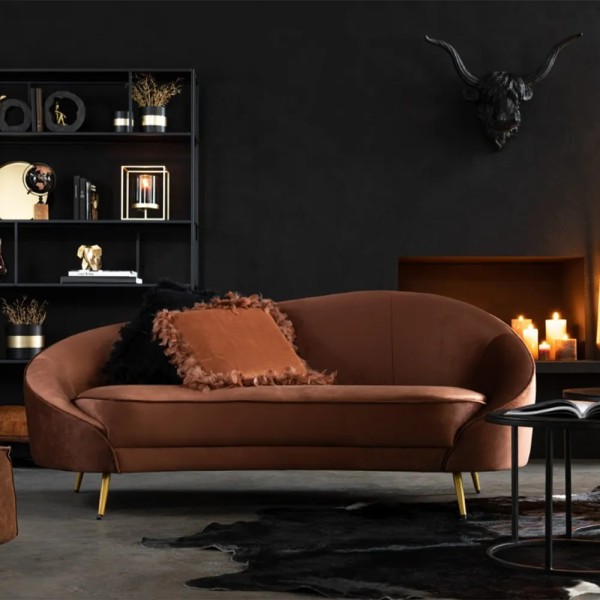 Sofá curvo marrón elegante y envolvente | Tapidecor