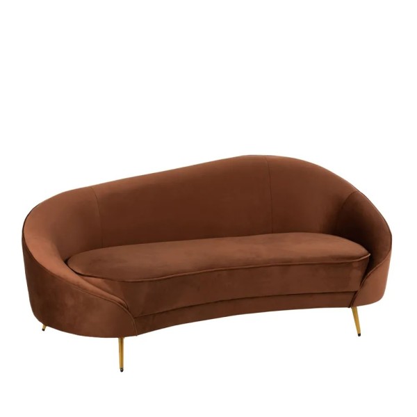 Sofá 2,5 plazas terciopelo marrón  180X85X79 CM