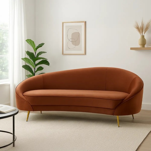 Sofá curvo marrón elegante y envolvente | Tapidecor