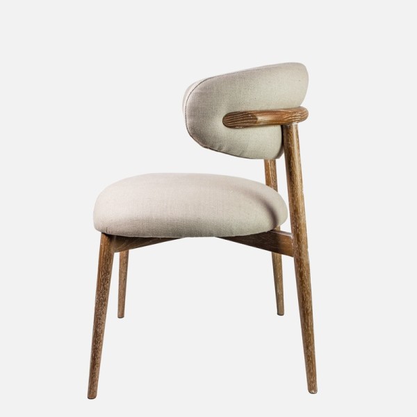 Silla comedor tapizada gris patas madera robel ADO 58,5X55,5X80 cm