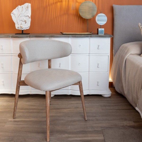 Silla comedor tapizada gris con patas de roble | Tapidecor