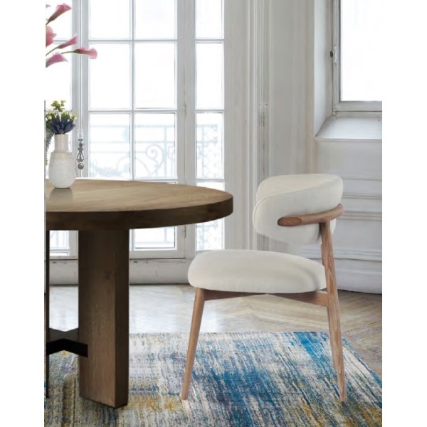 Silla comedor tapizada gris patas madera robel ADO 58,5X55,5X80 cm