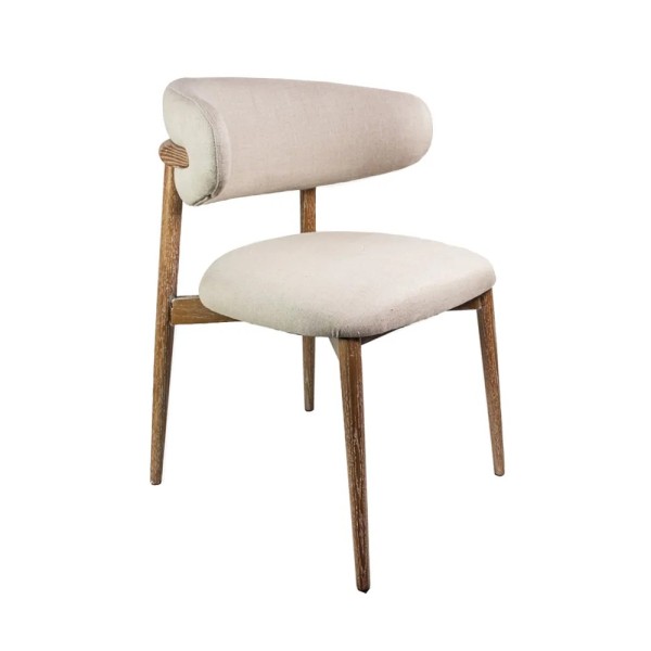 Silla comedor tapizada gris patas madera robel ADO 58,5X55,5X80 cm