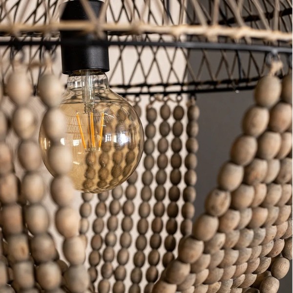 Lámpara techo metal negro con bolas marrón claro 50x157x50 | Tapidecor