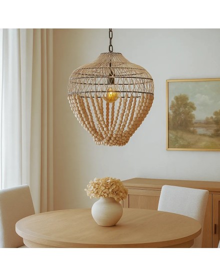 Lámpara techo metal negro con bolas marrón claro 50x157x50 | Tapidecor 2