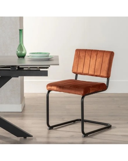 Silla tapizado terracota patas negras  48X56X82 CM 2