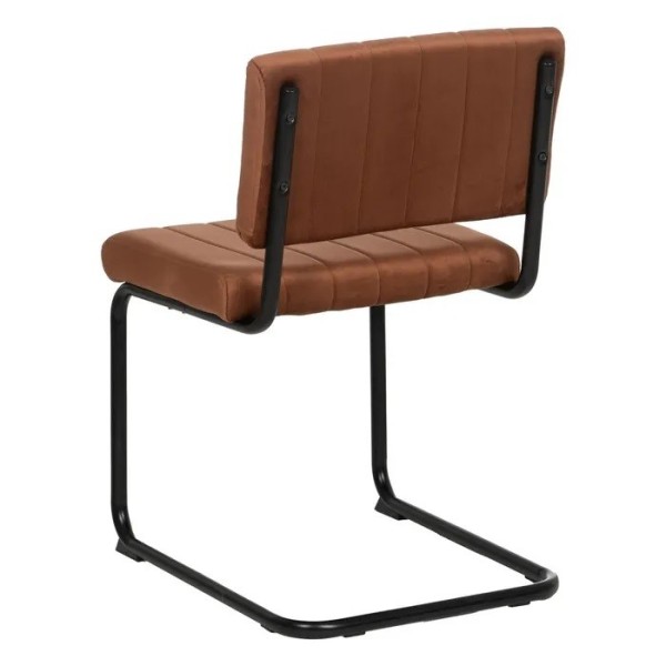 Silla tapizada terracota con patas negras y respaldo curvo | Tapidecor