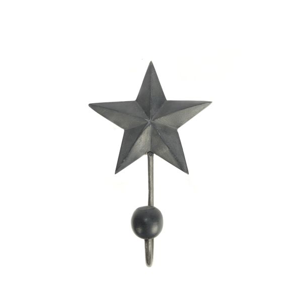 PERCHERO COLGADOR PARED METAL ESTRELLA GRIS 1 GANCHO 163X20