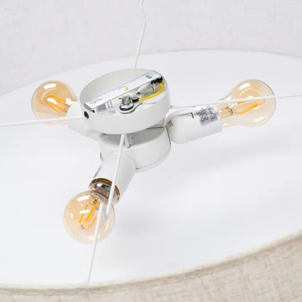 Plafón lino crudo y metal Ø70x15 cm | Tapidecor