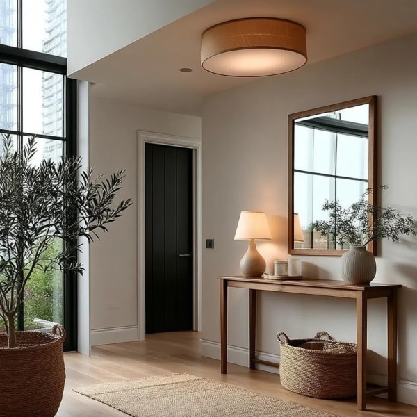 PLAFON NATURAL LINO METAL  50X50X15 CM 2 E27 220-240V