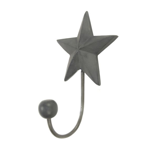PERCHERO COLGADOR PARED METAL ESTRELLA GRIS 1 GANCHO 163X20