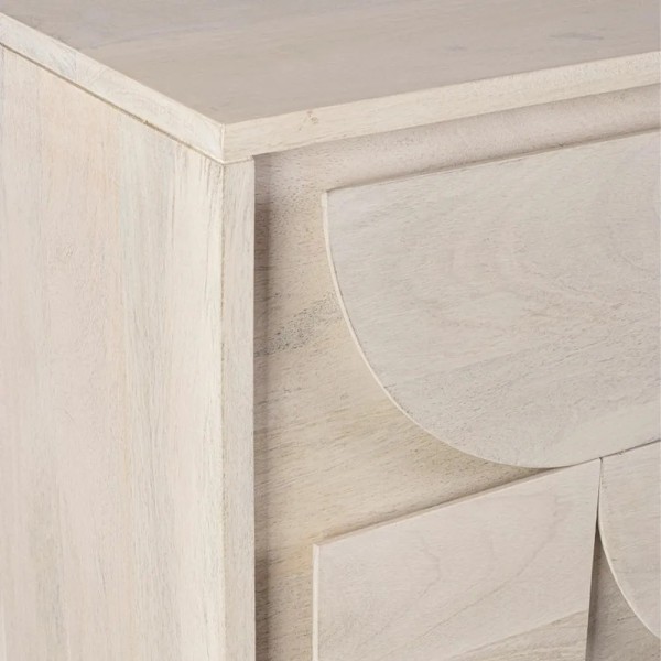 Aparador madera relieve 3 puertas decapado blanco | Tapidecor