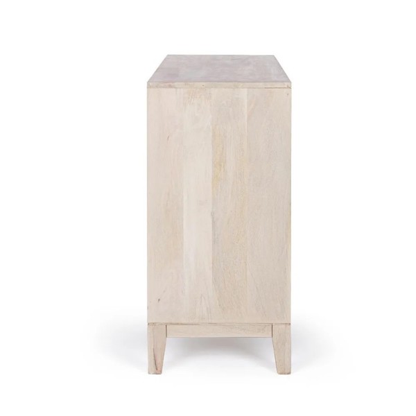 APARADOR MADERA CLARA 3 PUERTAS RELIEVE 145X42X85