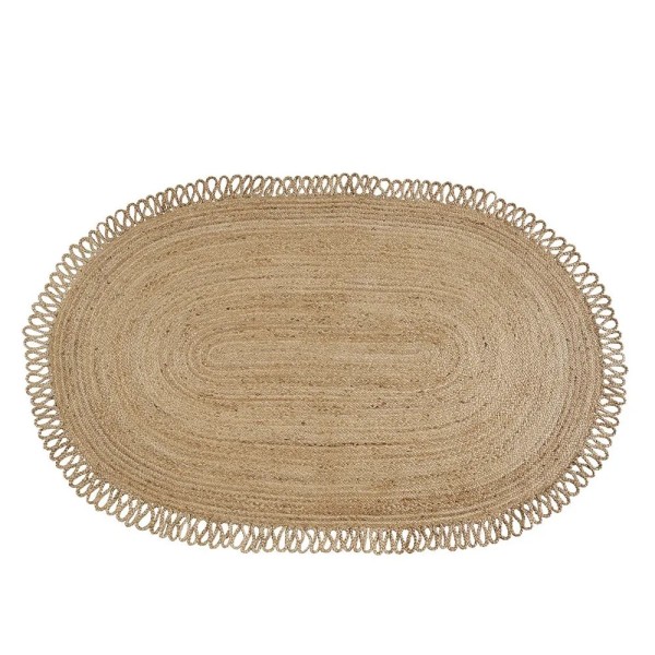 Alfombra ovalada de yute natural 250x140 cm | Tapidecor