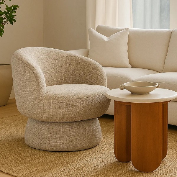 Butaca giratoria beige individual 67x74x70 cm | Tapidecor