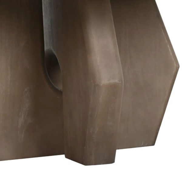 MESA CENTRO TAPA MARMOL PIE MADERA NOGAL 91X91X40